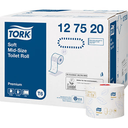 Tork Soft Mid-Size Toilet Roll 90M 2Ply White (Case of 27)