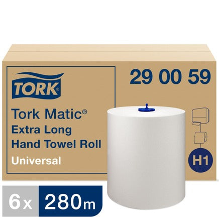 Tork Matic Long Hand Towel Roll 280M White (Case of 6)