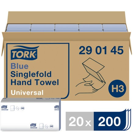 Tork Singlefold Universal Hand Towel Blue (Case of 4000)