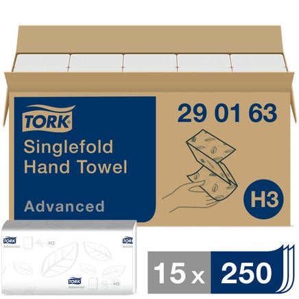 Tork Soft Singlefold Advanced Hand Towel White (Case of 3750)