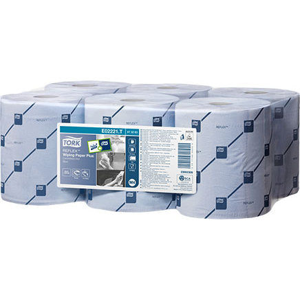 Tork Reflex Wiping Paper Plus 2Ply Blue (Case of 6)